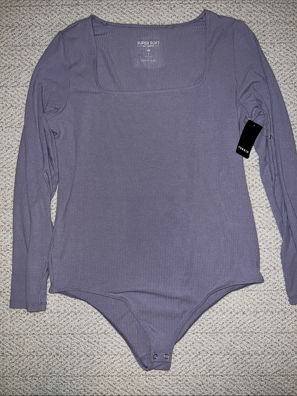 torrid Super Soft ribbed Square Neck Long Sleeve Bodysuit - Dusty Lavender